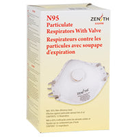 ZENITH DISPOSABLE RESPIRATOR - N95 PARTICULATE RESPIRATOR - WITH VALVE - 12 PER BOX