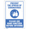 "PREVENT CORONAVIRUS, PLEASE USE HAND SANITIZER" SIGN